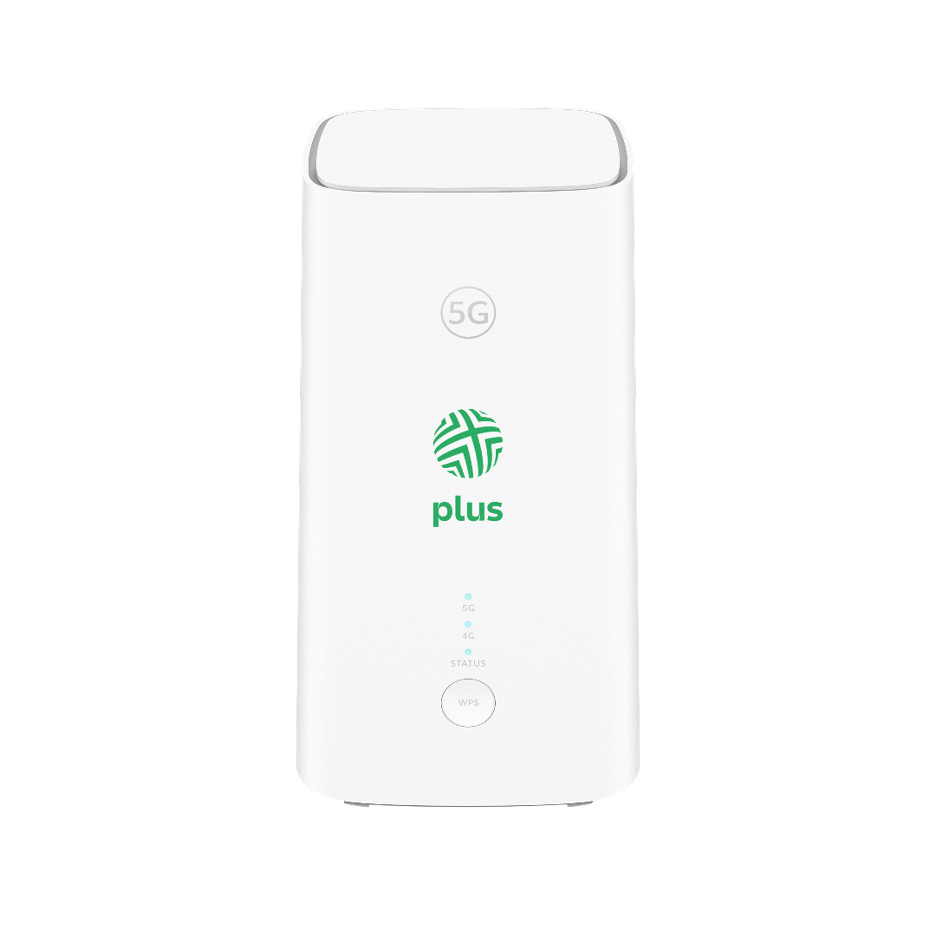 H155-383 white 5G router with Plus Poland operator branding, front appearance reference